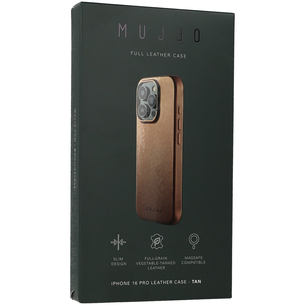 Etui Mujjo Full Leather Case MagSafe do iPhone 16 Pro, beżowe